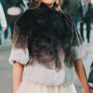 Patrizia Luca Ombre Rabbit Faux Fur Cropped Coat